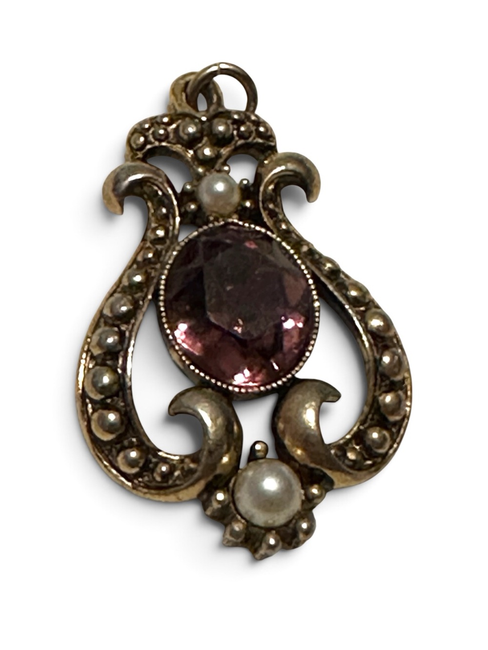 Vintage 1974 Avon Queensbury Faux Amethyst Pendant